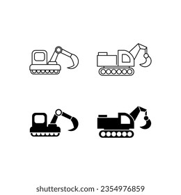excavator silhouette, black and white excavator
