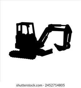 Excavator silhouette icon logo vector illustration isolated on white background