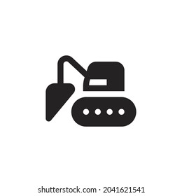 Excavator Silhouette Icon On White Background