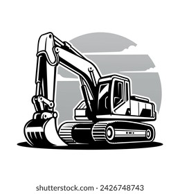 excavator silhouette illustration vector image
