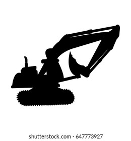 excavator silhouette isolated icon