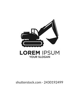 excavator silhouette logo designs vector