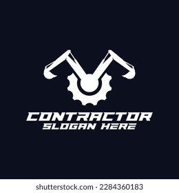 excavator silhouette logo, mining heavy equipment work excavator logo, construction logo vector