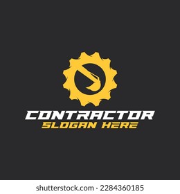 logotipo de silueta de excavadora, logotipo de excavadora de equipos pesados de minería, vectores de logo de construcción