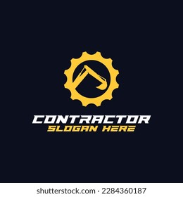 excavator silhouette logo, mining heavy equipment work excavator logo, construction logo vector