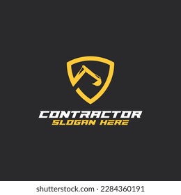 excavator silhouette logo, mining heavy equipment work excavator logo, construction logo vector