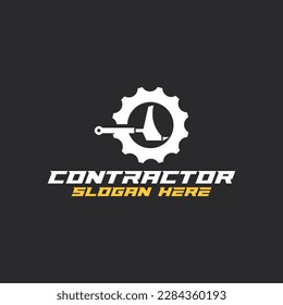 excavator silhouette logo, mining heavy equipment work excavator logo, construction logo vector