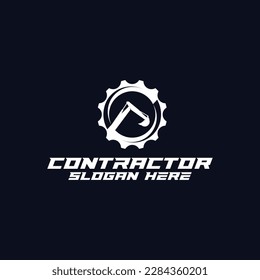 excavator silhouette logo, mining heavy equipment work excavator logo, construction logo vector