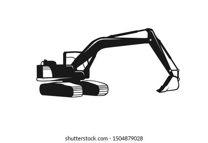 Excavator silhouette logo template vector.