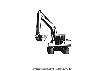 Excavator silhouette logo template vector.