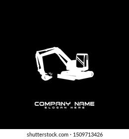 Excavator silhouette logo template vector.
