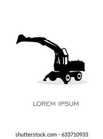 excavator silhouette logo vector