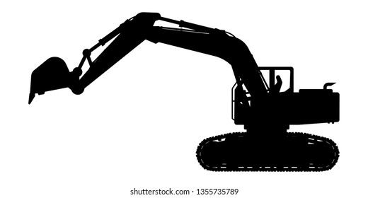 Excavator silhouette vector