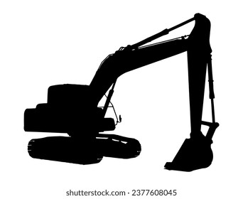 Excavator silhouette vector art white background