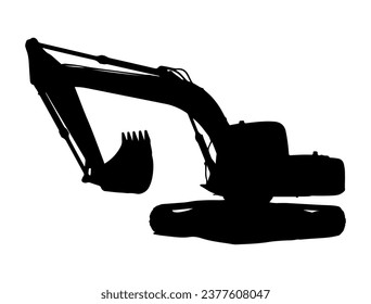 Excavator silhouette vector art white background