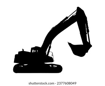 Excavator silhouette vector art white background