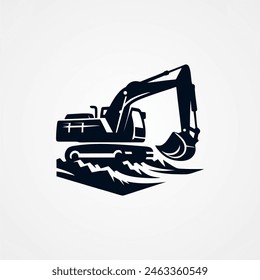 excavator silhouette, vector design logo concept