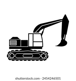 Excavator. Silhouette of excavator vector image. A blank background that can be edited and replaced.