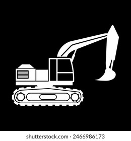 Excavator. Silhouette of excavator vector image. A blank background that can be edited and replaced.