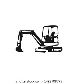 Excavator Silhouette Vector Logo Template. construction, vector illustration