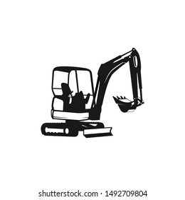 Excavator Silhouette Vector Logo Template. construction, vector illustration