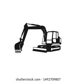 Excavator Silhouette Vector Logo Template. construction, vector illustration