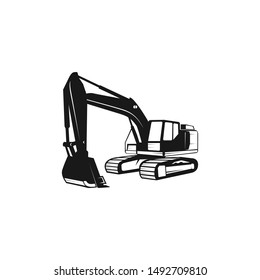 Excavator Silhouette Vector Logo Template. construction, vector illustration