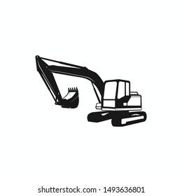 Excavator Silhouette Vector Logo Template. construction, vector illustration