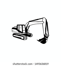 Excavator Silhouette Vector Logo Template. construction, vector illustration