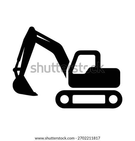 Excavator silhouettes, construction machinery vector, digging equipment illustration, hydraulic arm and bucket, earthmoving tools, black industrial icons, heavy-duty site operation