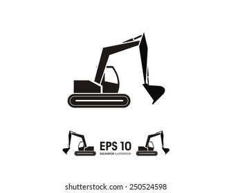 excavator sillhouette illustration