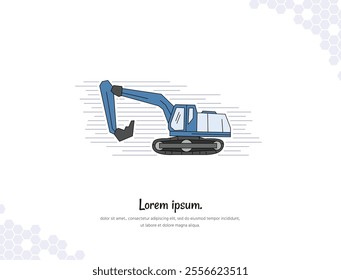 Excavator simple doodle flat vector art for wall decoration landscape. vector illustration. collection of transportation or vehicle cartoon illustrations. for room decoration, events, wall decor, etc