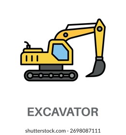 Excavadora de estilo simple Vector de diseño plano
