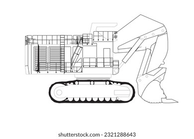 Excavator sketch isolated vector illustration
