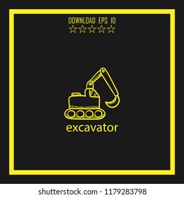 excavator sketch vector icon