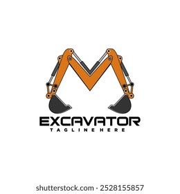 excavator style letter M logo for construction brand Identity in strength symbol	