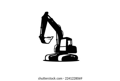 Excavator symbol with silhouette style for logo template, sign and brand.