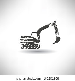 Excavator symbol,grunge vector