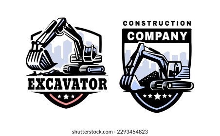 Excavator template vector. For construction company