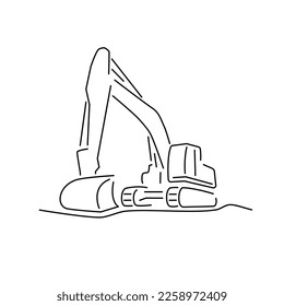 Excavator thin line icon. Crawler excavator.