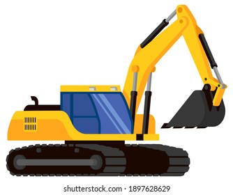 Vista de tres cuartos de Excavator. Maquinaria especial al estilo de las caricaturas.