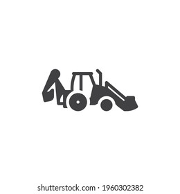 Excavator tractor vector icon. filled flat sign for mobile concept and web design. Excavator machine glyph icon. Symbol, logo illustration. Vector graphics