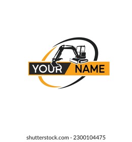 excavator transportation construction vector logo template