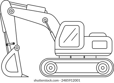 
Excavator, transportation, vehicle,  outline coloring page for kids.