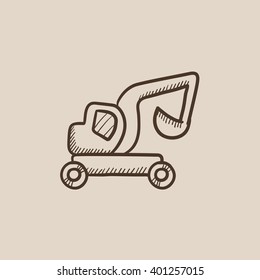 Excavator truck sketch icon.