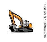 Excavator vector art isolated in white background