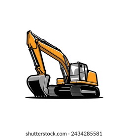 Excavator vector art isolated in white background