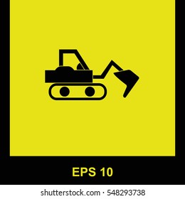 Excavator vector black icon. Isolated illustration. Business picture.