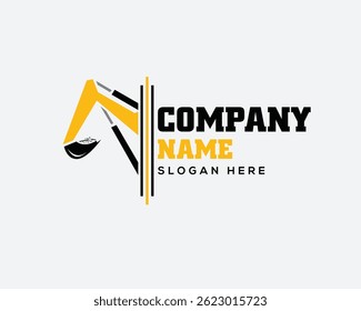 Excavator Vector construction logo design template