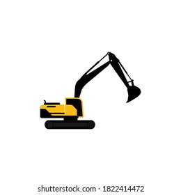 Excavator vector, Excavator flat icon illustration